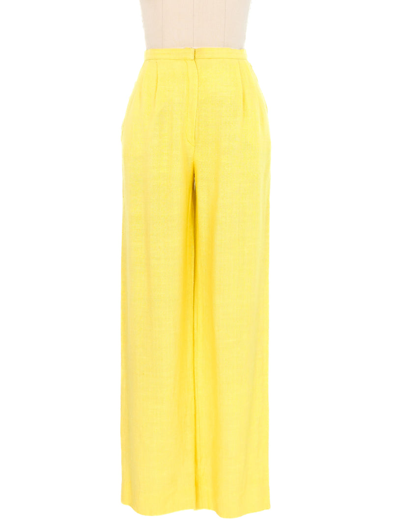 Valentino Yellow Linen Pantsuit Suit arcadeshops.com