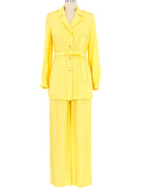 Valentino Yellow Linen Pantsuit Suit arcadeshops.com