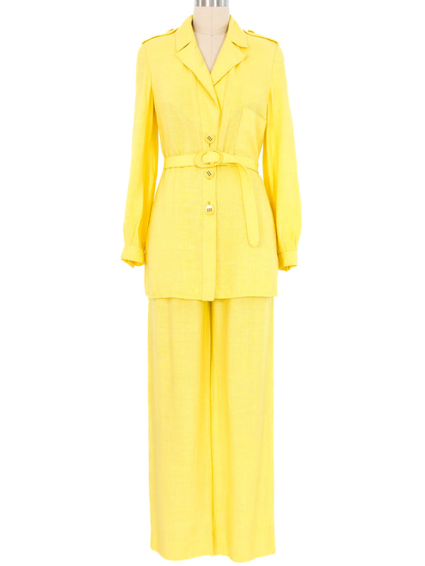 Valentino Yellow Linen Pantsuit Suit arcadeshops.com