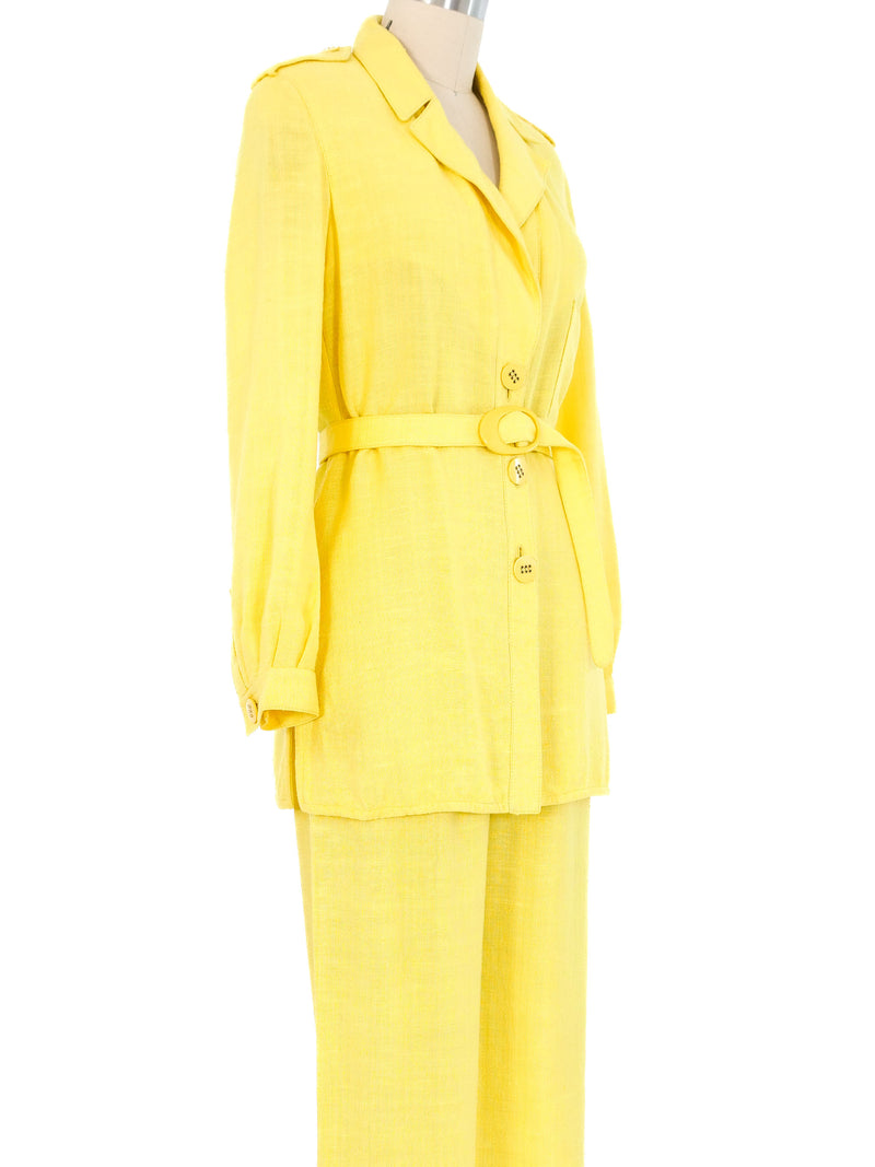 Valentino Yellow Linen Pantsuit Suit arcadeshops.com