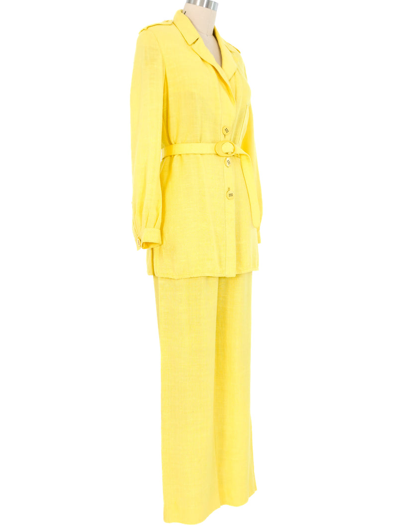 Valentino Yellow Linen Pantsuit Suit arcadeshops.com