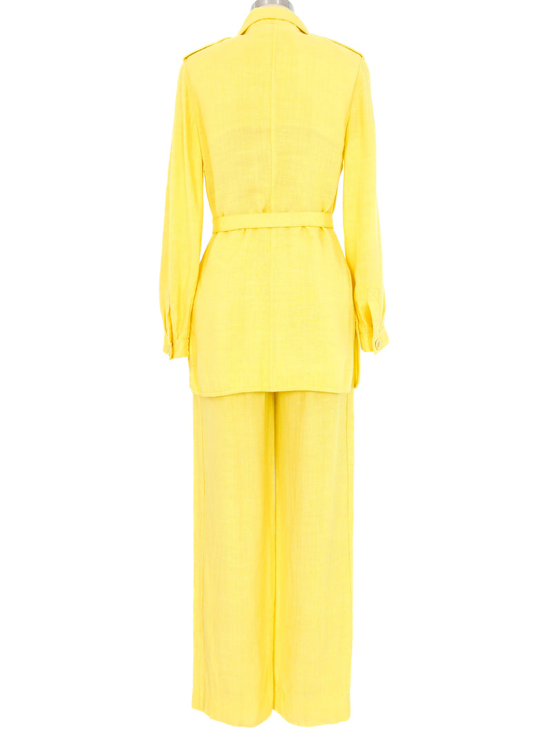 Valentino Yellow Linen Pantsuit Suit arcadeshops.com