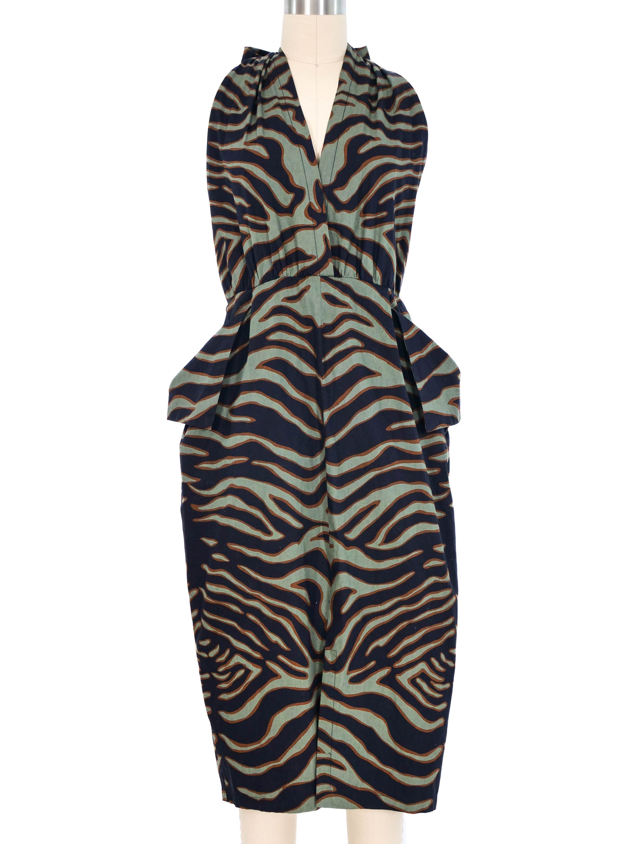 1984 Yves Saint Laurent Animal Printed Cotton Halter Dress