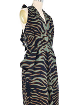 1984 Yves Saint Laurent Animal Printed Cotton Halter Dress Dress arcadeshops.com