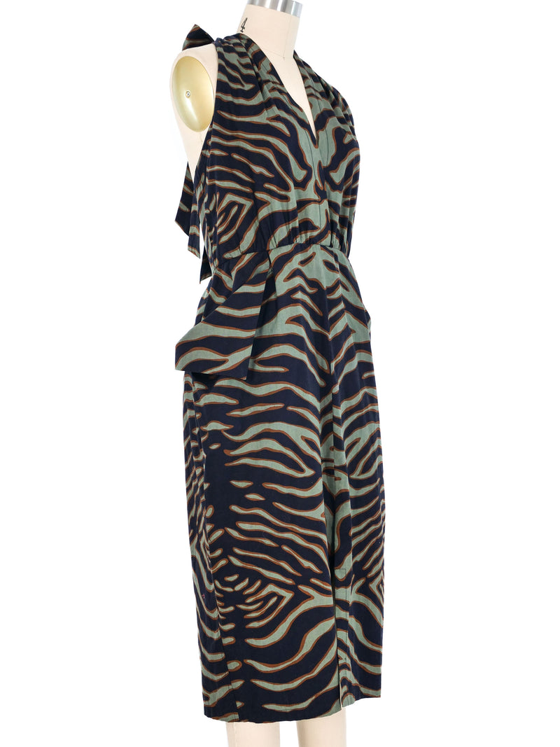 1984 Yves Saint Laurent Animal Printed Cotton Halter Dress Dress arcadeshops.com