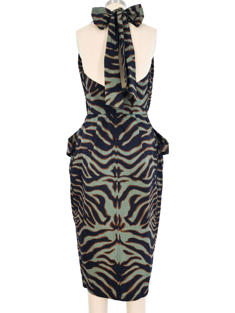 1984 Yves Saint Laurent Animal Printed Cotton Halter Dress Dress arcadeshops.com