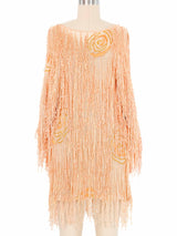 Peach Fringed Knit Tunic Dress arcadeshops.com