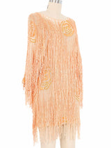 Peach Fringed Knit Tunic Dress arcadeshops.com