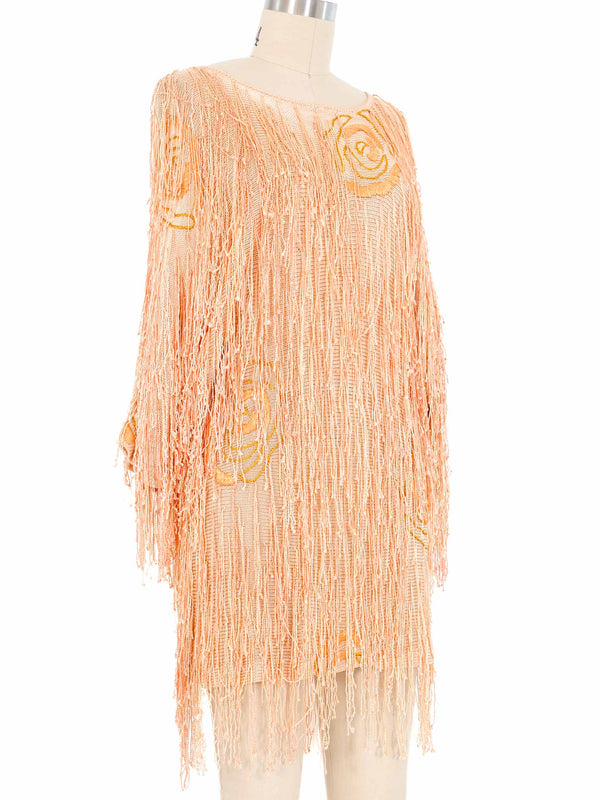 Peach Fringed Knit Tunic Dress arcadeshops.com