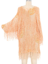 Peach Fringed Knit Tunic Dress arcadeshops.com