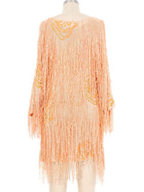 Peach Fringed Knit Tunic Dress arcadeshops.com