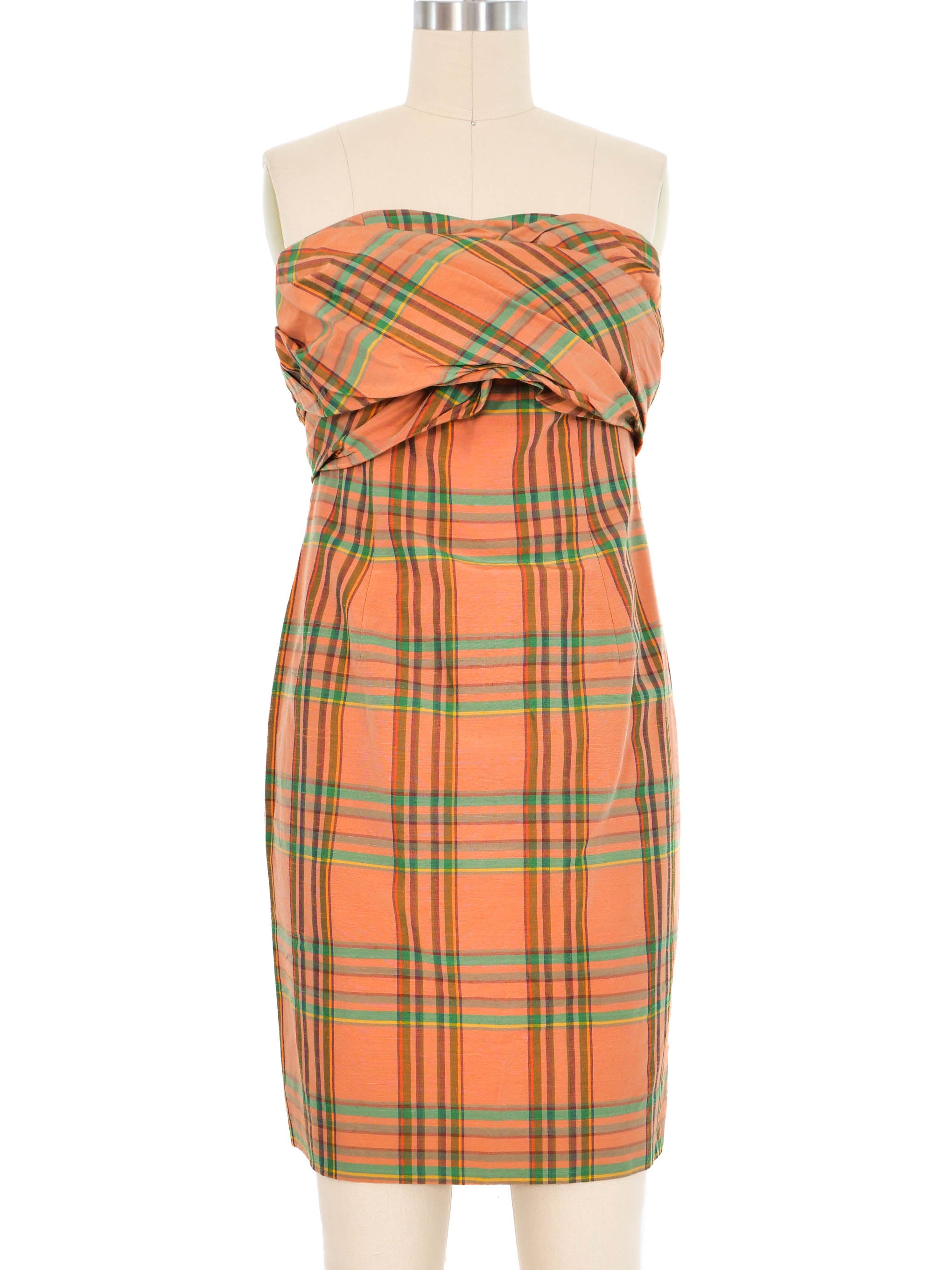 Givenchy Wrap Halter Plaid Mini Dress