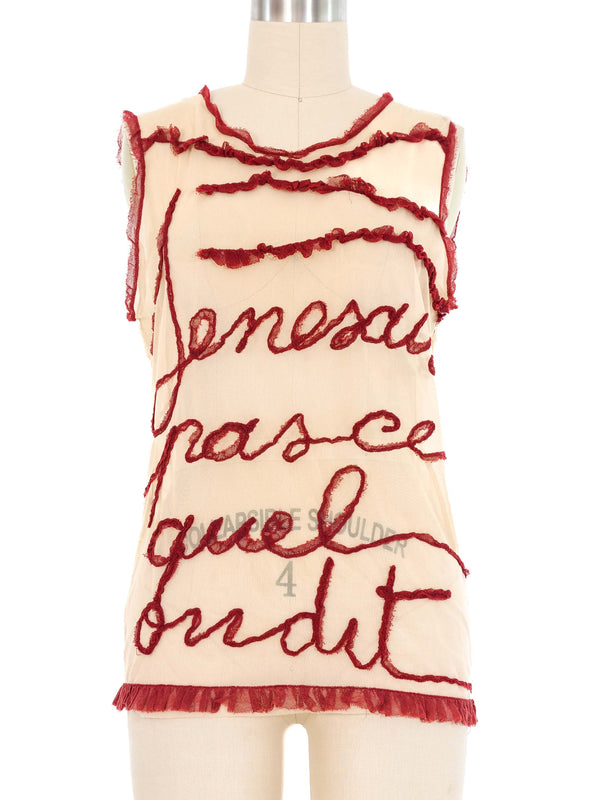 2001 Jean Paul Gaultier Script Mesh Tank Top arcadeshops.com