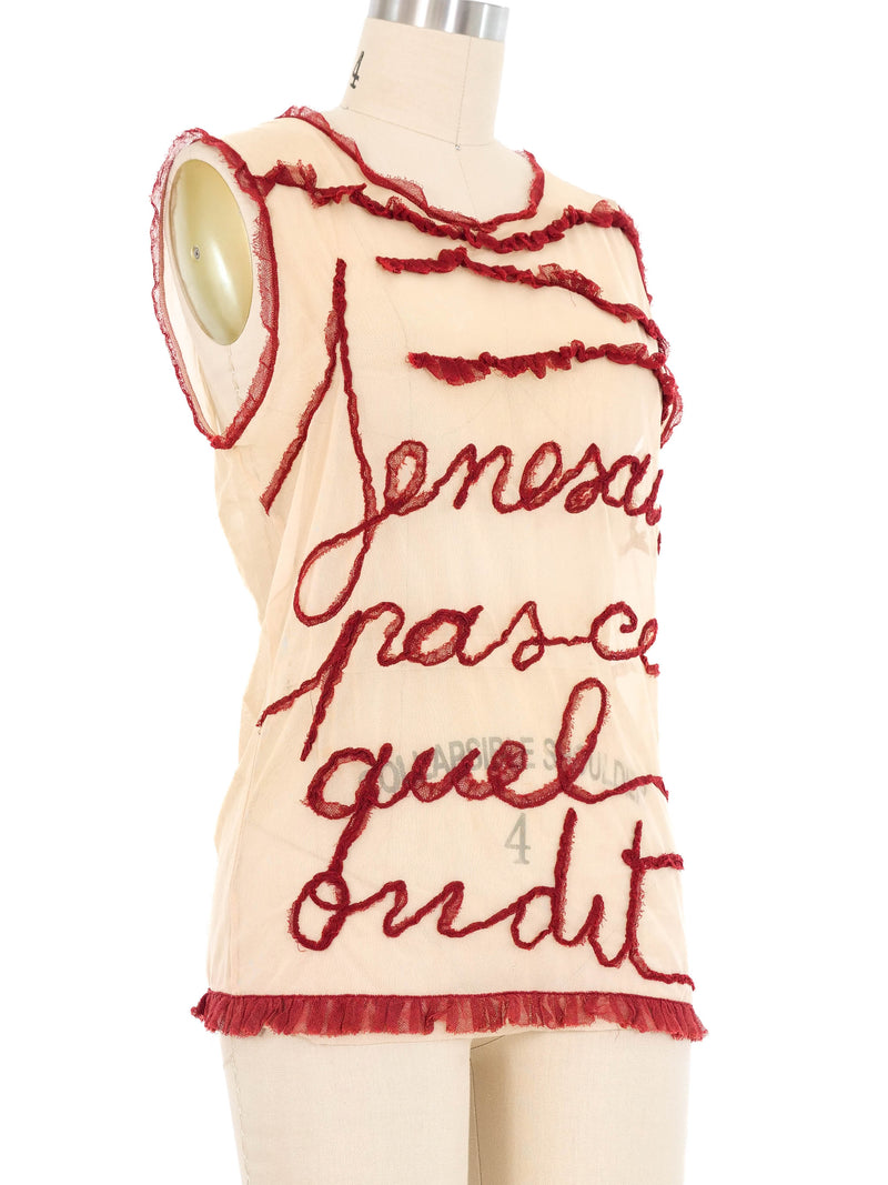 2001 Jean Paul Gaultier Script Mesh Tank Top arcadeshops.com