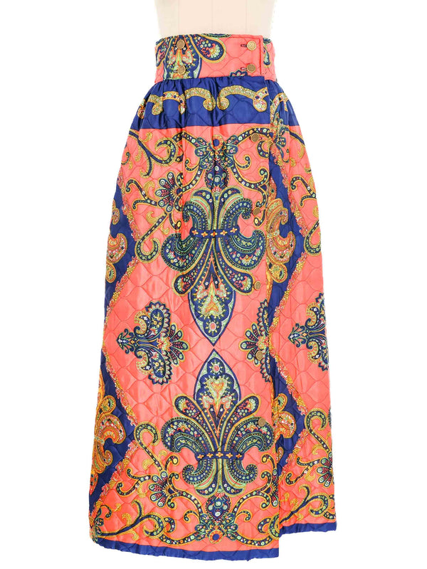 1970s Quilted Hostess Maxi Skirt Bottom arcadeshops.com