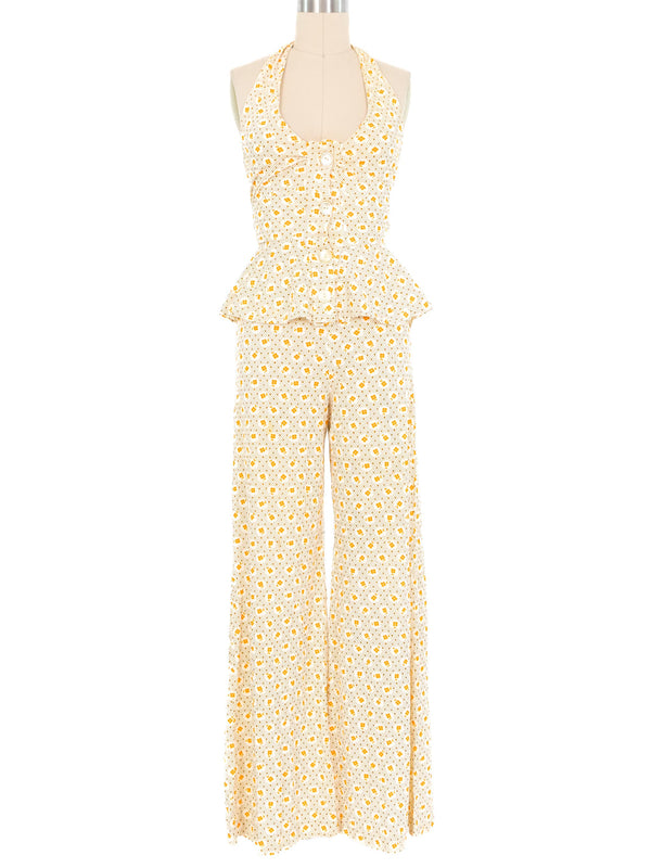 1970s Floral Halter Top Ensemble Suit arcadeshops.com
