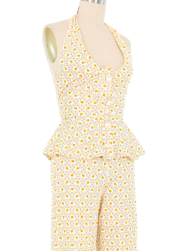 1970s Floral Halter Top Ensemble Suit arcadeshops.com