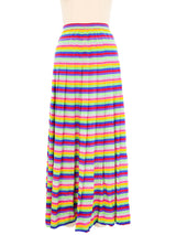 Pleated Rainbow Stripe Maxi Skirt Bottom arcadeshops.com