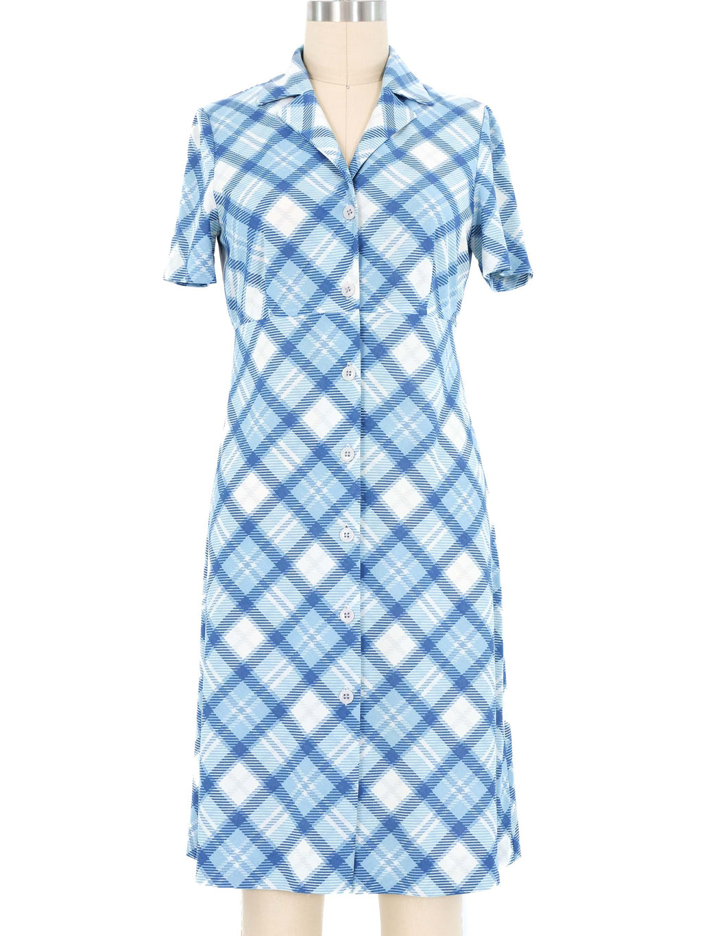 Miu Miu Baby Blue Plaid Shirt Dress