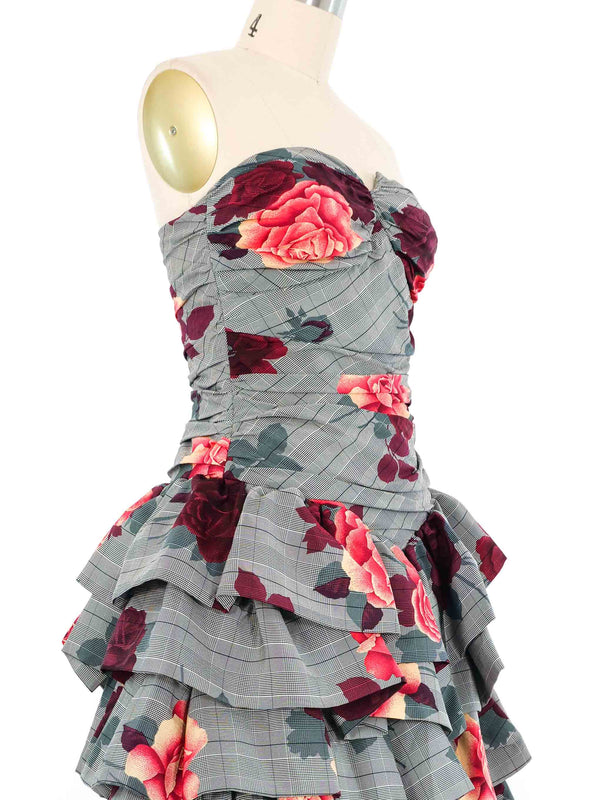 Jil Sander Rose Ruffle Plaid Dress Dress arcadeshops.com