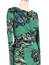 Emilio Pucci Emerald Green Printed Jersey Dress Dress arcadeshops.com