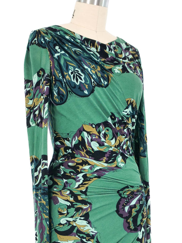 Emilio Pucci Emerald Green Printed Jersey Dress Dress arcadeshops.com