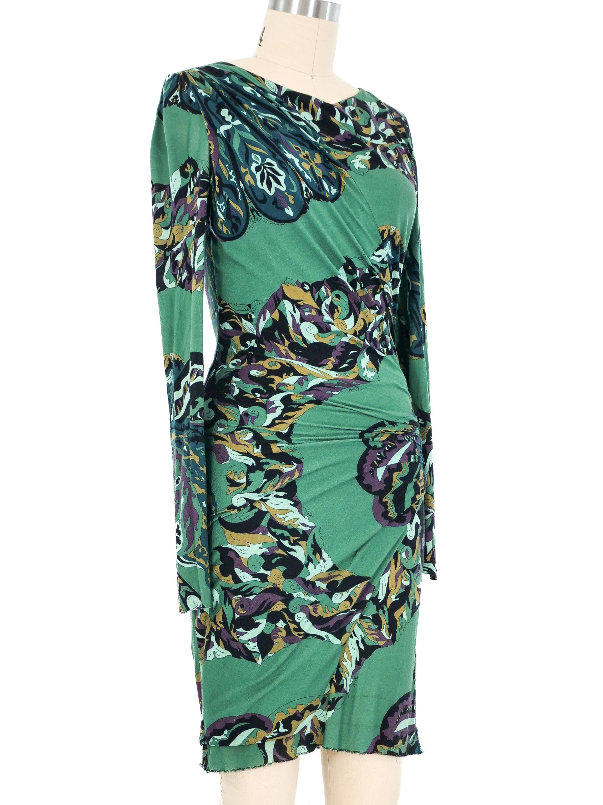 Emilio Pucci Emerald Green Printed Jersey Dress