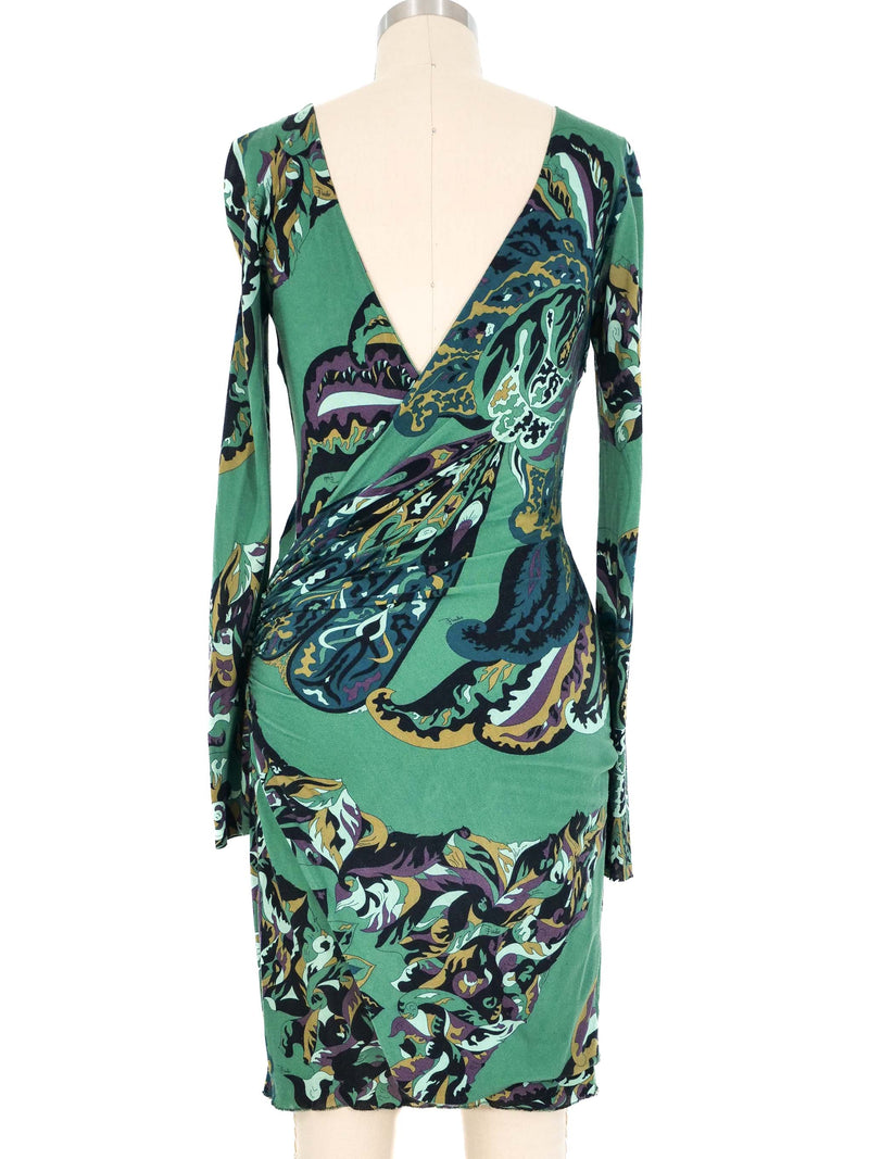 Emilio Pucci Emerald Green Printed Jersey Dress Dress arcadeshops.com