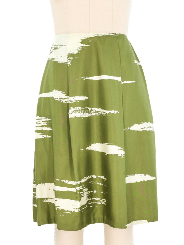 Yves Saint Laurent Sage Green Brushstroke Skirt Bottom arcadeshops.com