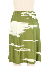 Yves Saint Laurent Sage Green Brushstroke Skirt Bottom arcadeshops.com