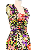 Carolina Herrera Ruched Abstract Silk Dress Dress arcadeshops.com