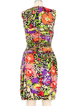 Carolina Herrera Ruched Abstract Silk Dress Dress arcadeshops.com