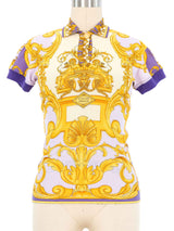 1992 Gianni Versace Printed Polo Shirt Top arcadeshops.com