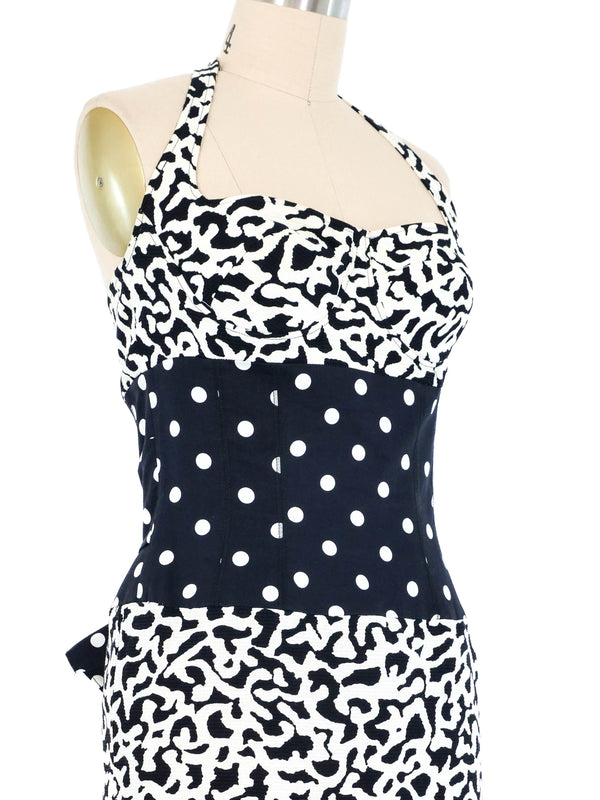 Angelo Tarlazzi Mixed Print Bustier Halter Dress Dress arcadeshops.com