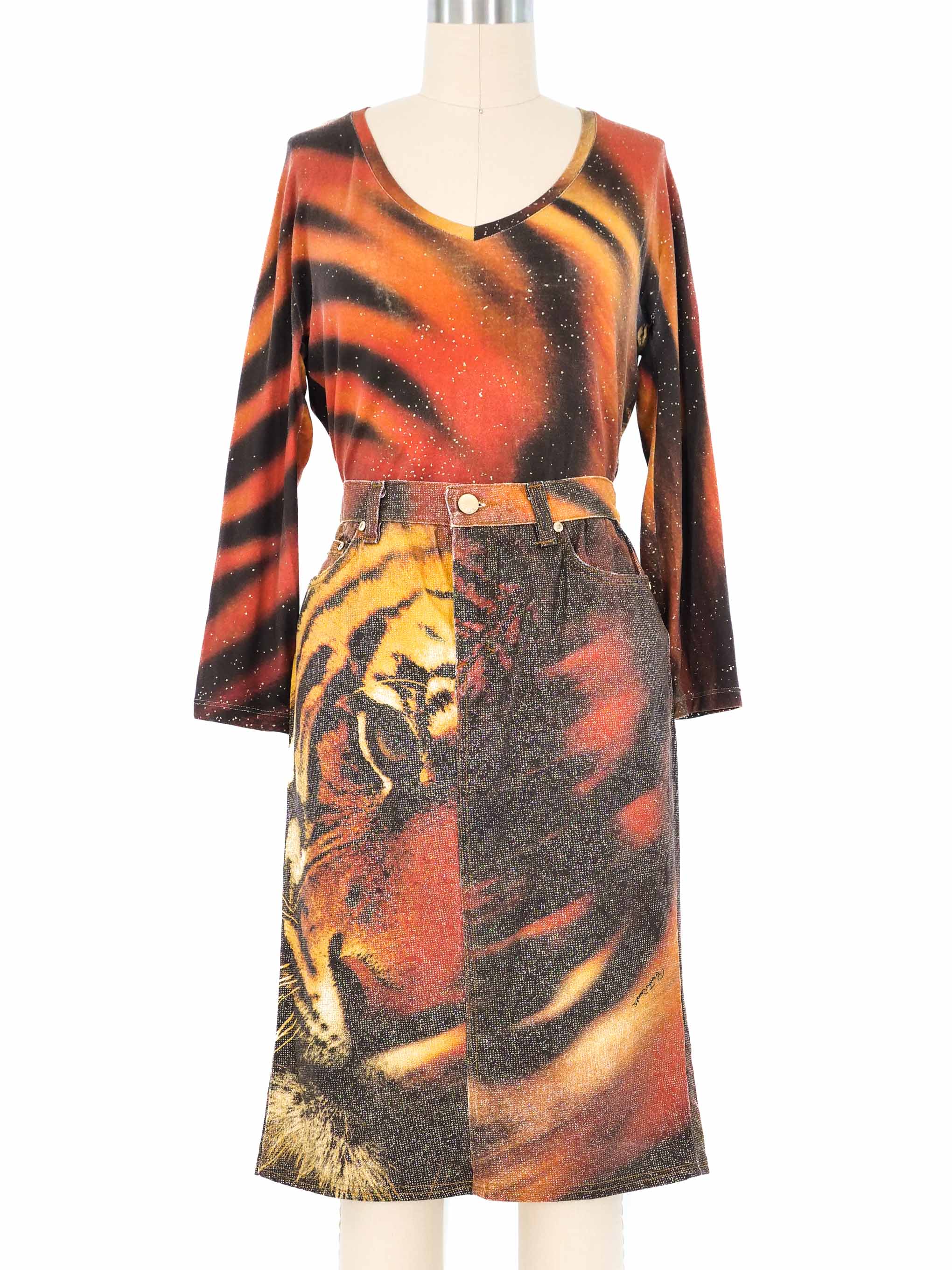 2001 Roberto Cavalli Tiger Print Ensemble