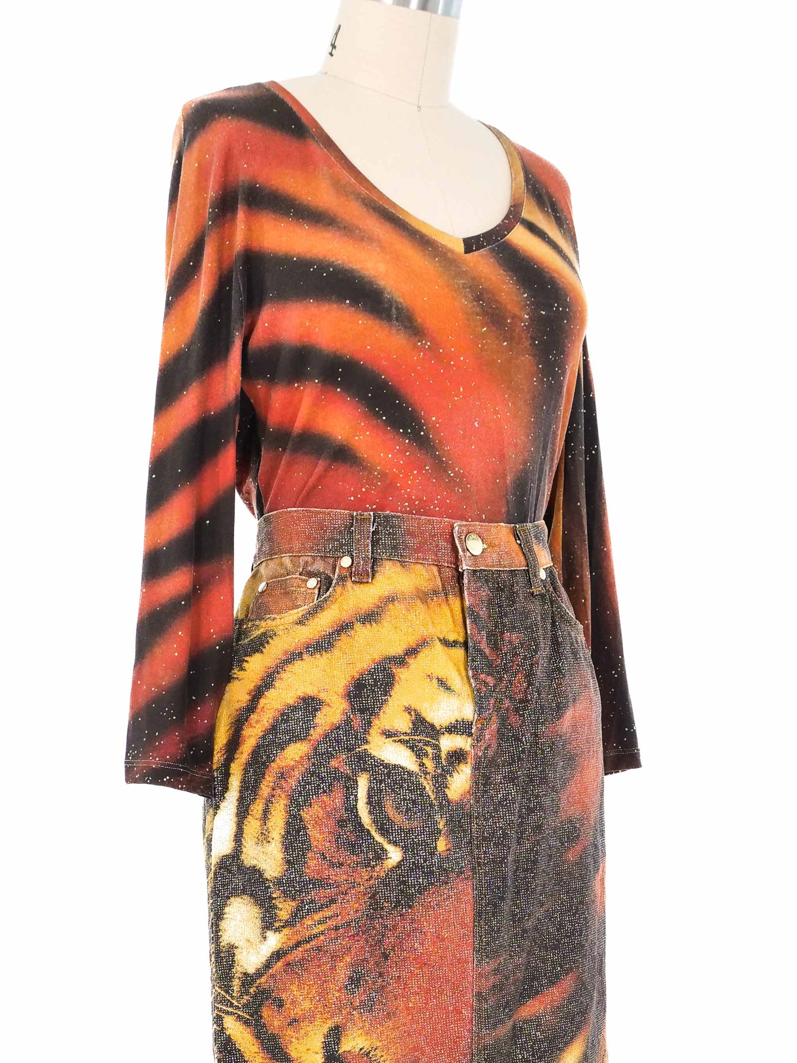 2001 Roberto Cavalli Tiger Print Ensemble