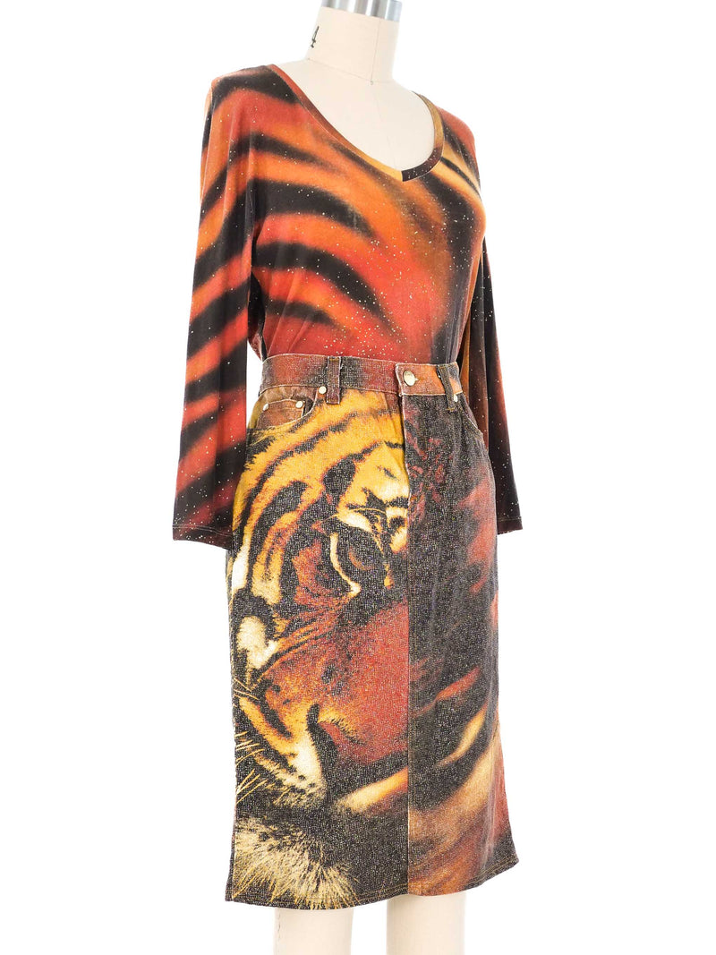 2001 Roberto Cavalli Tiger Print Ensemble Suit arcadeshops.com