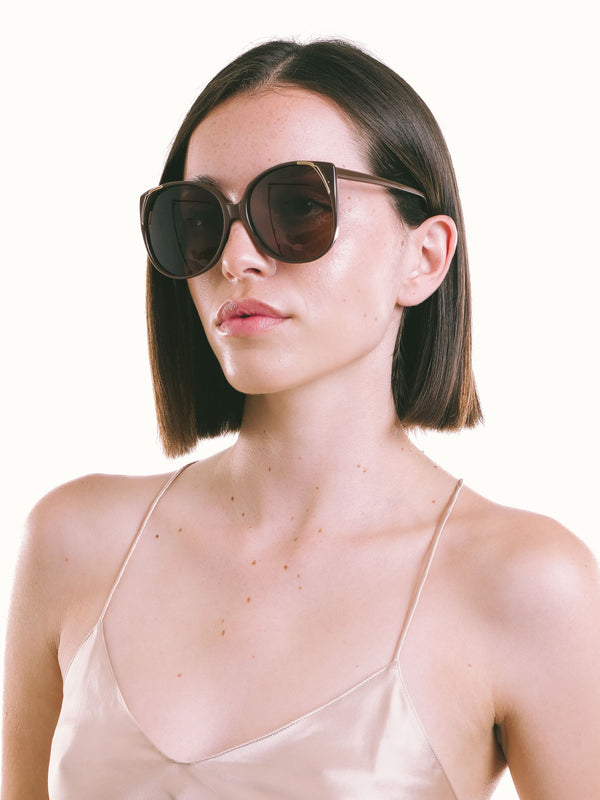 Tura Brown Rounded Cat Eye Sunglasses Accessory arcadeshops.com