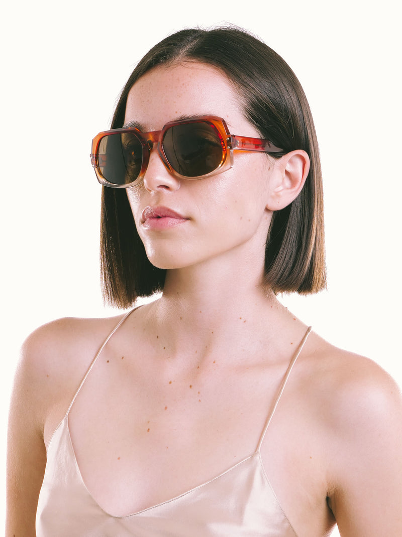 Amber Translucent Rectangular Sunglasses Accessory arcadeshops.com