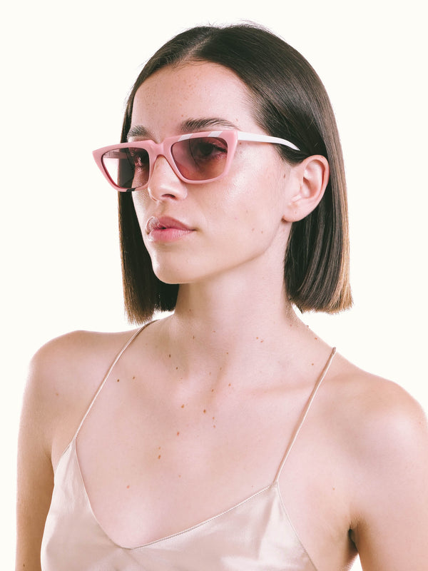 1980s Pastel Pink Rectangular Sunglasses Accessory arcadeshops.com