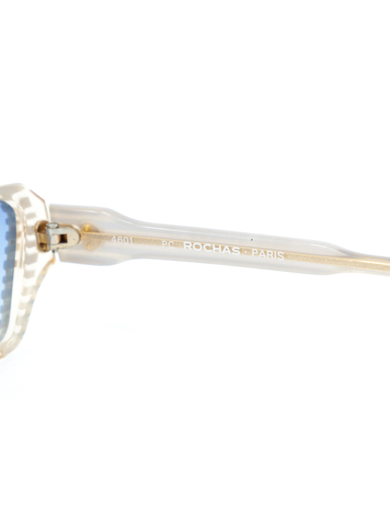 Rochas Clear Striped Rectangular Sunglasses Accessory arcadeshops.com