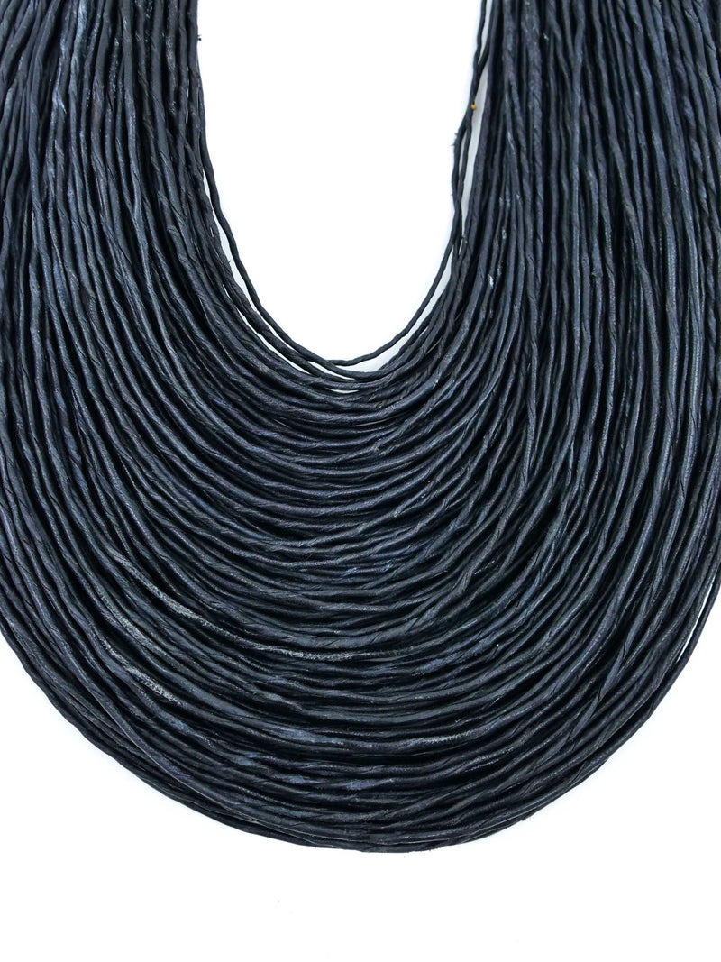 African Leather Brown Bib Necklace Accessory arcadeshops.com