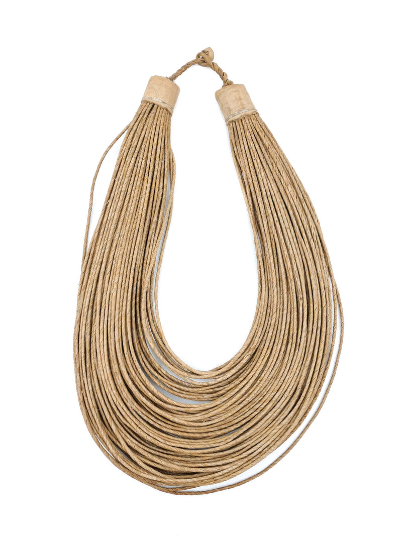 African Leather Beige Bib Necklace Accessory arcadeshops.com