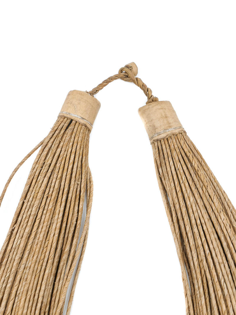 African Leather Beige Bib Necklace Accessory arcadeshops.com