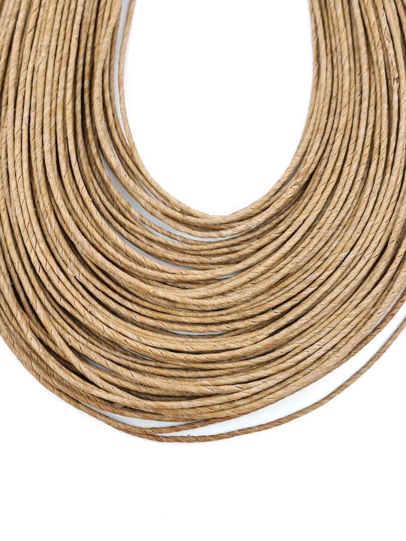 African Leather Beige Bib Necklace Accessory arcadeshops.com