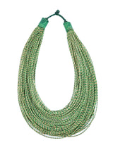 African Leather Green Bib Necklace Accessory arcadeshops.com