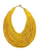 African Leather Yellow Bib Necklace Accessory arcadeshops.com