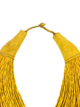 African Leather Yellow Bib Necklace Accessory arcadeshops.com