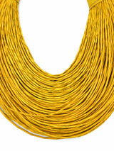 African Leather Yellow Bib Necklace Accessory arcadeshops.com