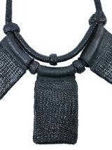 Woven Leather Bib Necklace Accessory arcadeshops.com